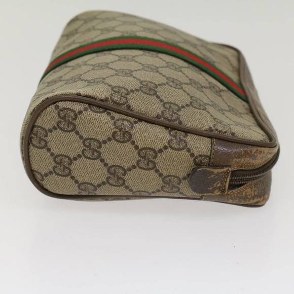 GUCCI GG Canvas Web Sherry Line Clutch Bag Beige Red Green 56.01.012 Auth yk8055 - Picture 4 of 16
